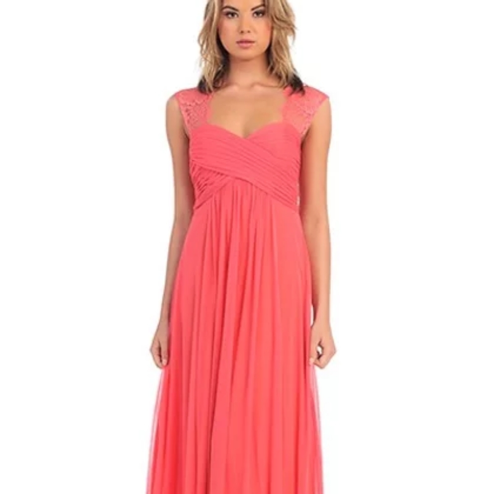 Pinkblush Maternity Orange/Pink Lace Accent Gown